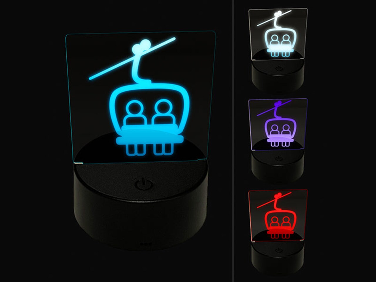 Snowboard Ski Lift Resort Chairlift 3D Illusion LED Night Light Sign Nightstand Desk Lamp
